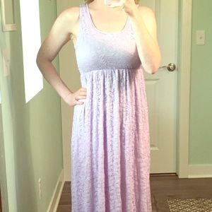 Maternity shoot lace long dress purple